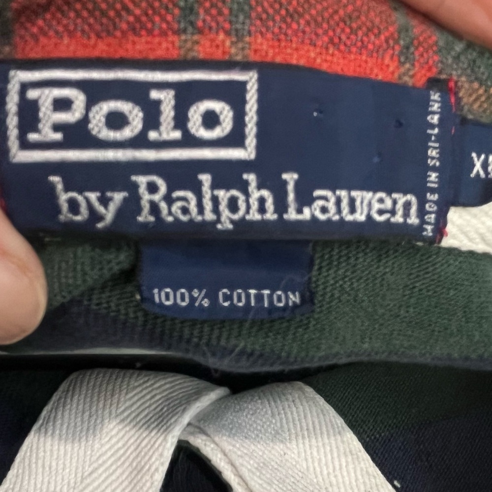 Vintage Mens Polo Ralph Lauren Rugby Striped Shirt Plaid Collar Prep Preppy XL - Picture 13 of 14